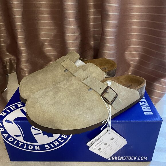 Birkenstock Boston taupe suede mule clogs - Picture 2 of 6